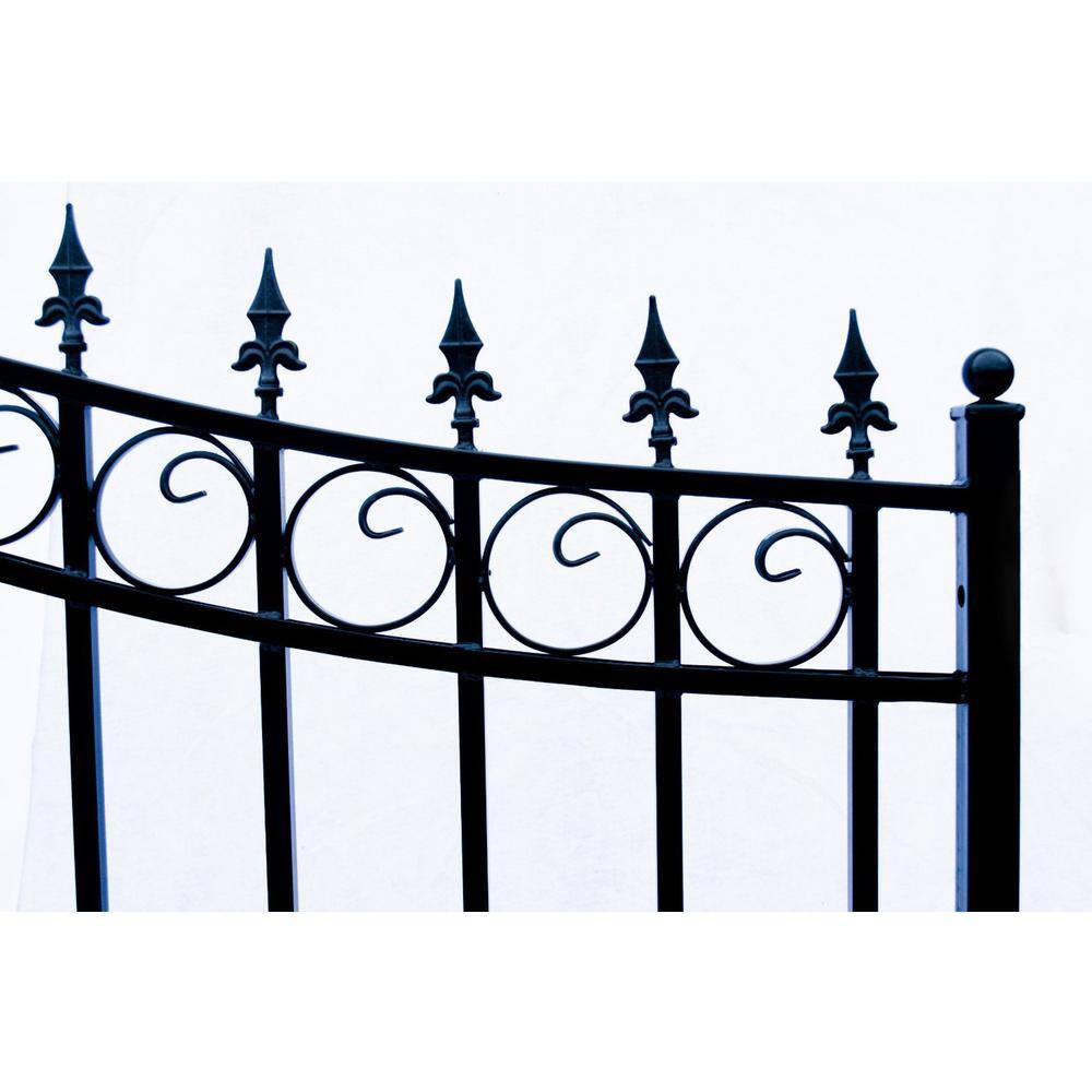 ALEKO Prague Style 12 ft. x 6 ft. Black Steel Single Swing Driveway Fence Gate DG12PRASSW-HD