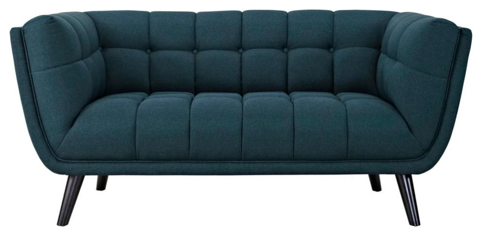 Stella Blue 2 Piece Upholstered Fabric Loveseat and Armchair Set   Midcentury   Living Room Furniture Sets   by V.S.D Furniture  Houzz