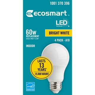 EcoSmart 60-Watt Equivalent A19 Dimmable ENERGY STAR LED Light Bulb Bright White (16-Pack) B7A19A60WESD02