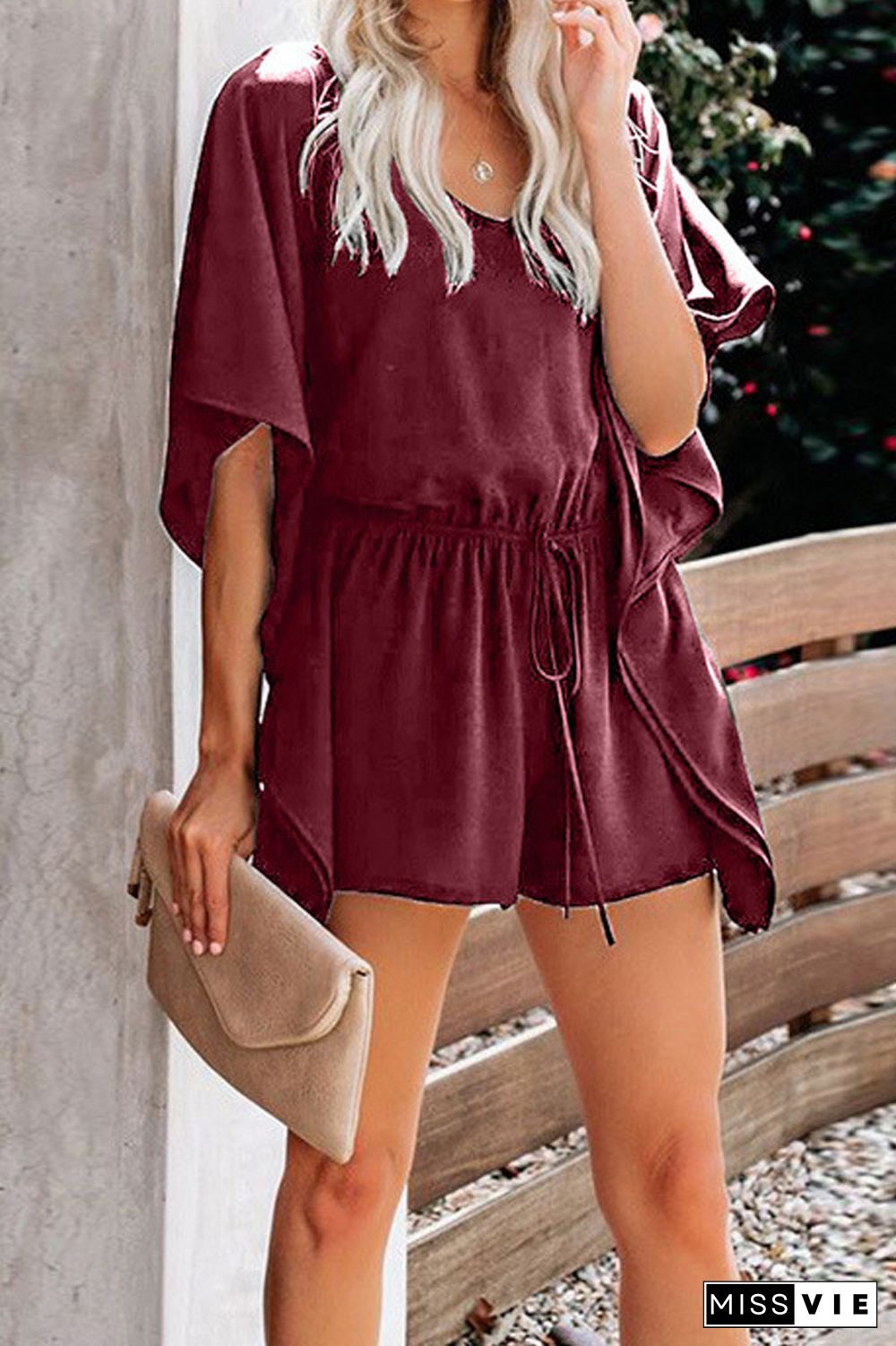 KarliDress V-Neck Ruffled Wide Loose Romper P12896