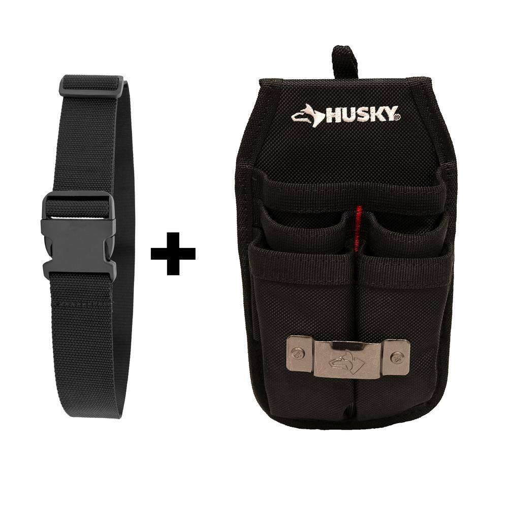 Husky 2 in. Quick Release Tool Belt with 5.5 in. 4-Barrel Tool Belt Pouch HD00131-TH-BD