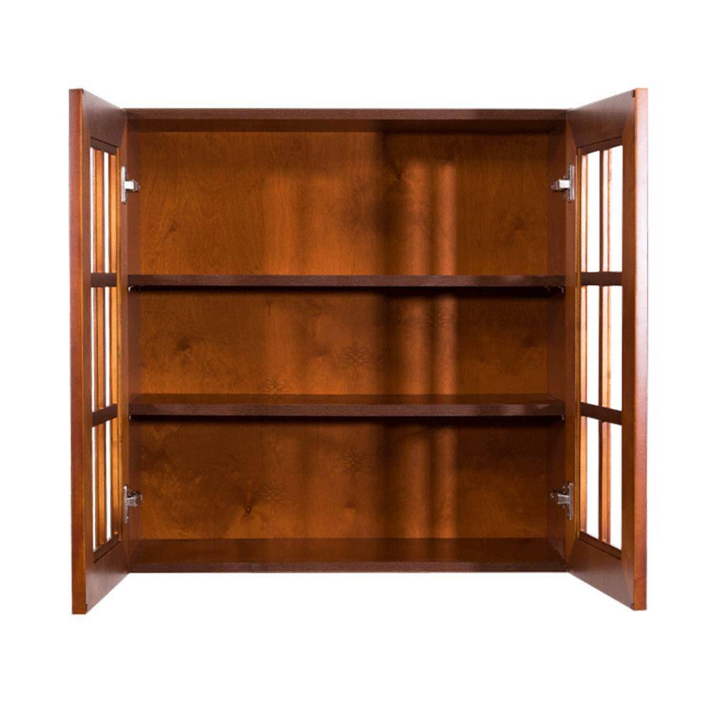 LIFEART CABINETRY Cambridge Assembled 24x36x12 in. Wall Mullion Door Cabinet with 2 Doors 2 Shelves in Chestnut AC-WMD2436