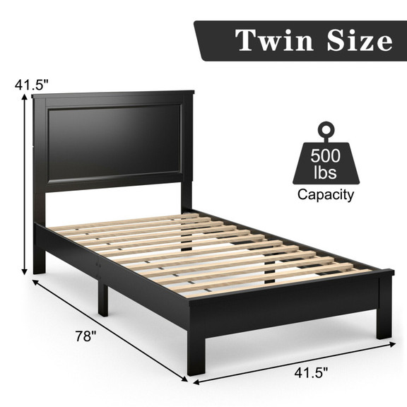 Costway 12837950 Twin Size Platform Bed Frame with...