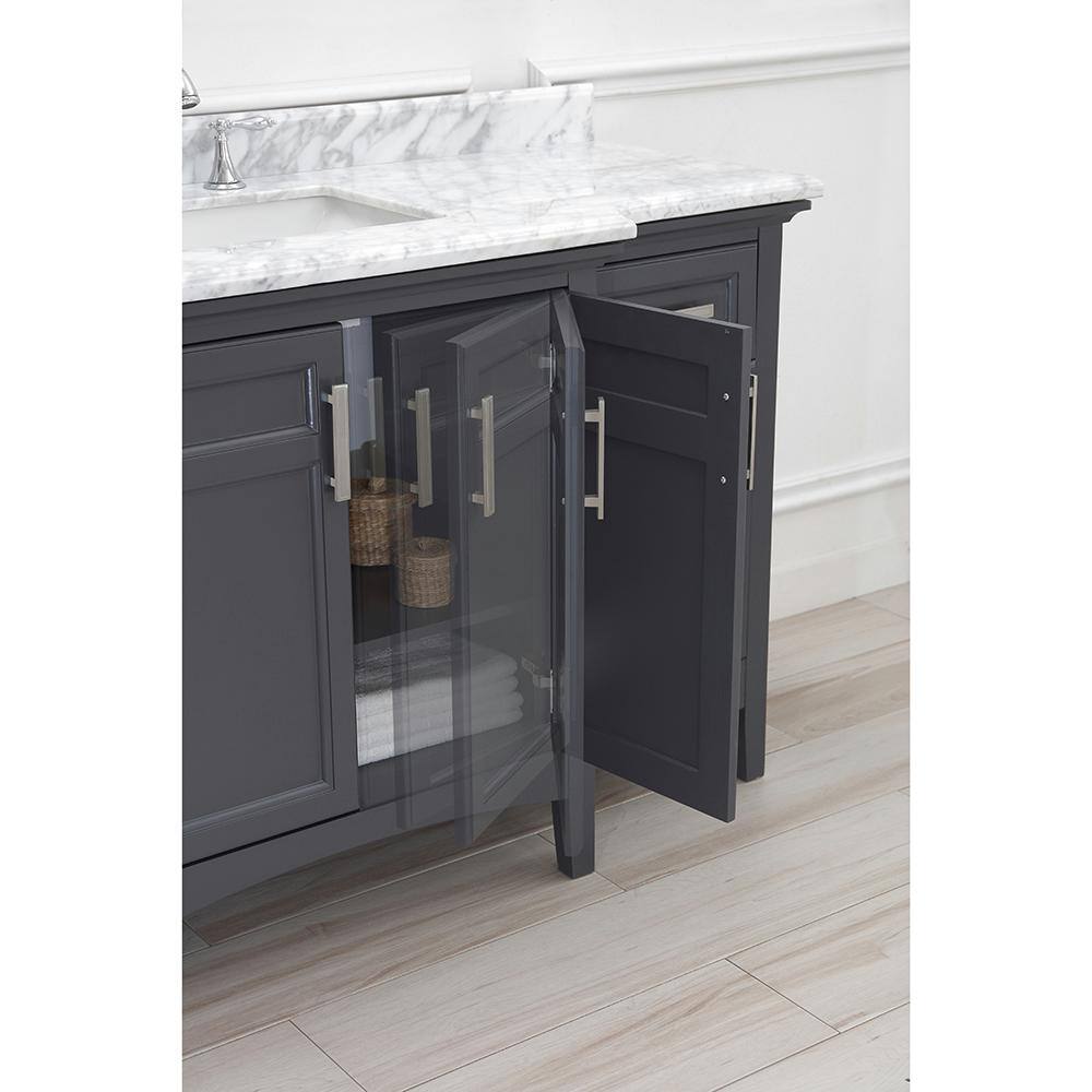 Home Decorators Collection Sassy 60 in. W x 22 in. D Vanity in Dark Charcoal with Marble Vanity Top in White with White Sink Sassy 60C