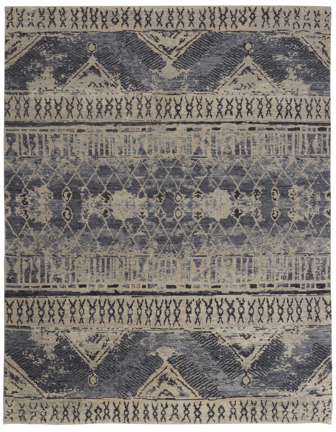 Scottsdale Hand Knotted Blue and Tan Rug by BD Fine