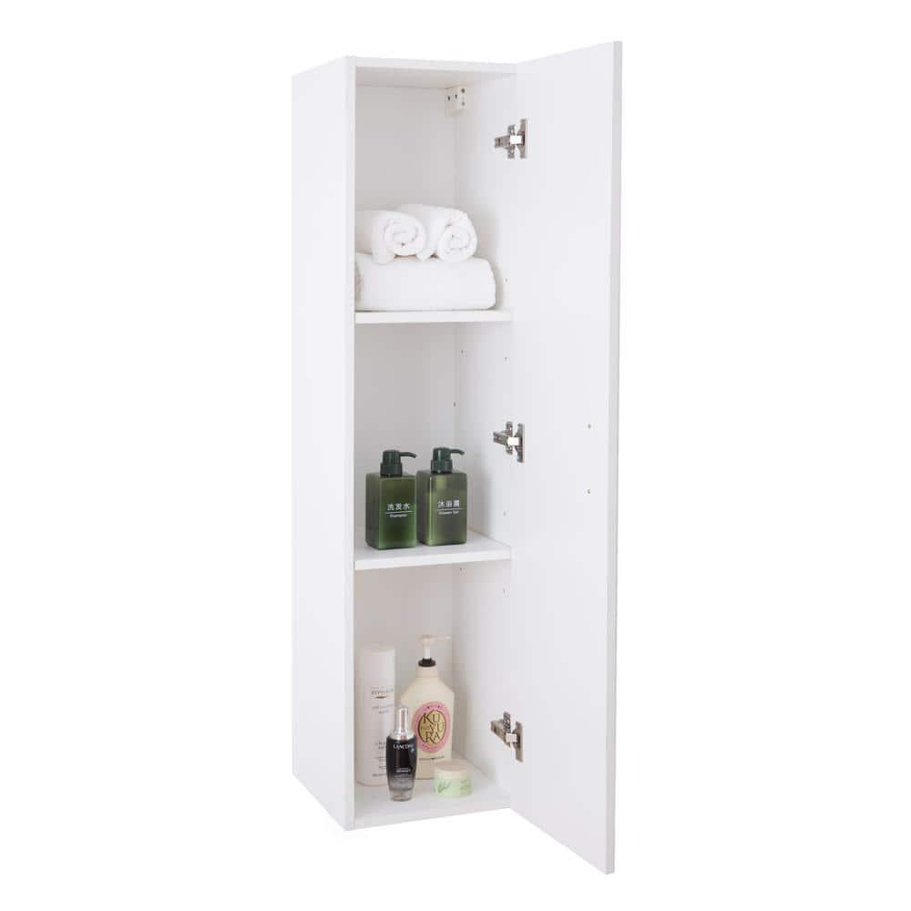 Basicwise Modern Long Bathroom Wall Mounted Cabinet in White