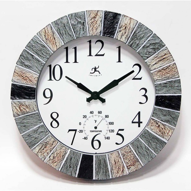 Faux Stone Mosaic Indoor outdoor Wall Clock Infinity Instruments