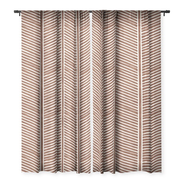 Little Arrow Design Co Organic Chevron On Brandywine Single Panel Sheer Window Curtain Deny Designs