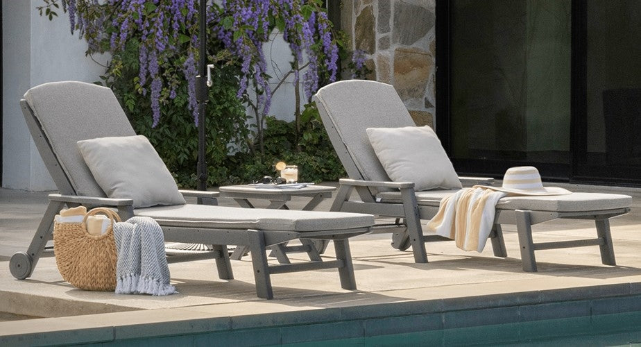 Polywood Nautical Pool Chaise with Arms & Wheels