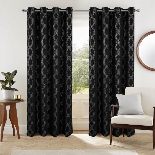 Jansen Rubber Blackout Grommet Curtain Panel Black By Olivia Gray