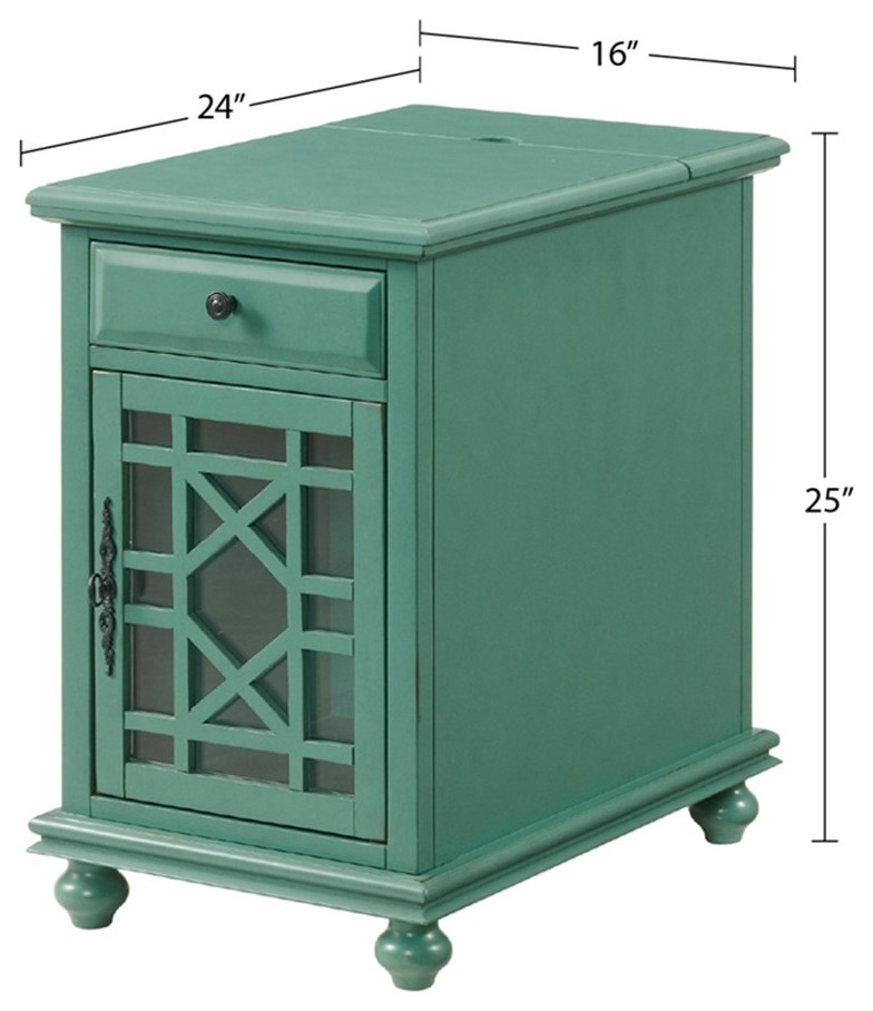 Home Square Elegant Chairside Table in Power Antique Teal Green   Set of 2   Eclectic   Side Tables And End Tables   by Homesquare  Houzz