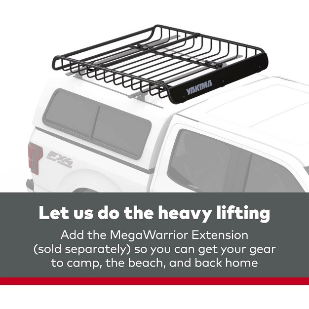 Yakima Megawarrior Large Sized Heavy Duty Steel Cargo Basket Roof Rack With Universal Mounting Hardware For All Yakima Streamline Crossbars Black