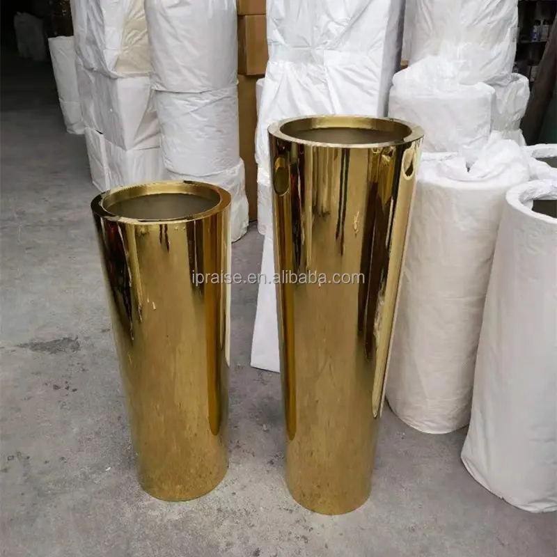 Outdoor large garden supplies flower pot planters / artificial plant pot silver gold luxury vase