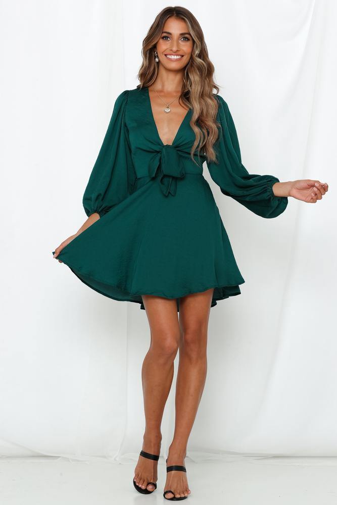 Okay To Be Different Dress Forest Green