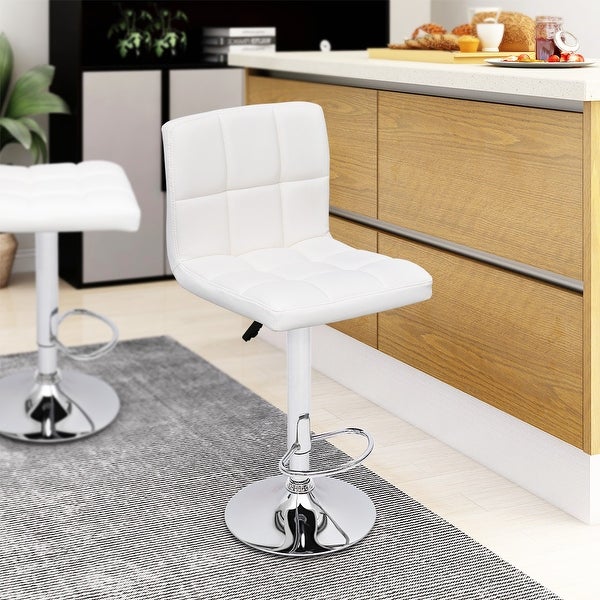 Maypex Swivel Adjustable Height PU Upholstered Bar Stool(set of 2)