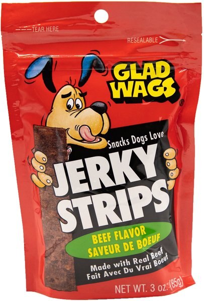 Glad Wags Jerky Strips Beef Flavor Dog Treats， 3.0-oz bag