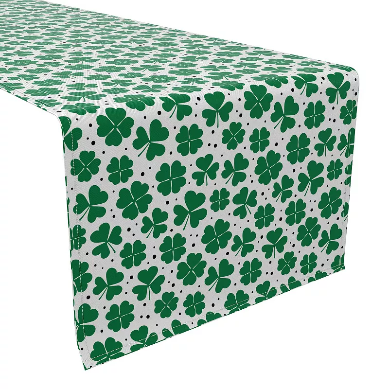 Table Runner， 100% Cotton， 16x90， St. Patrick's Day Shamrock Decoration