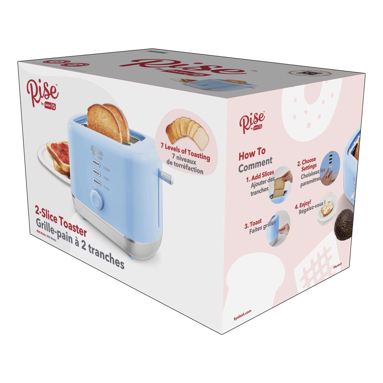 Rise by Dash Plastic Blue 2 slot Toaster 7.4 in. H X 7.2 in. W X 11.1 in. D