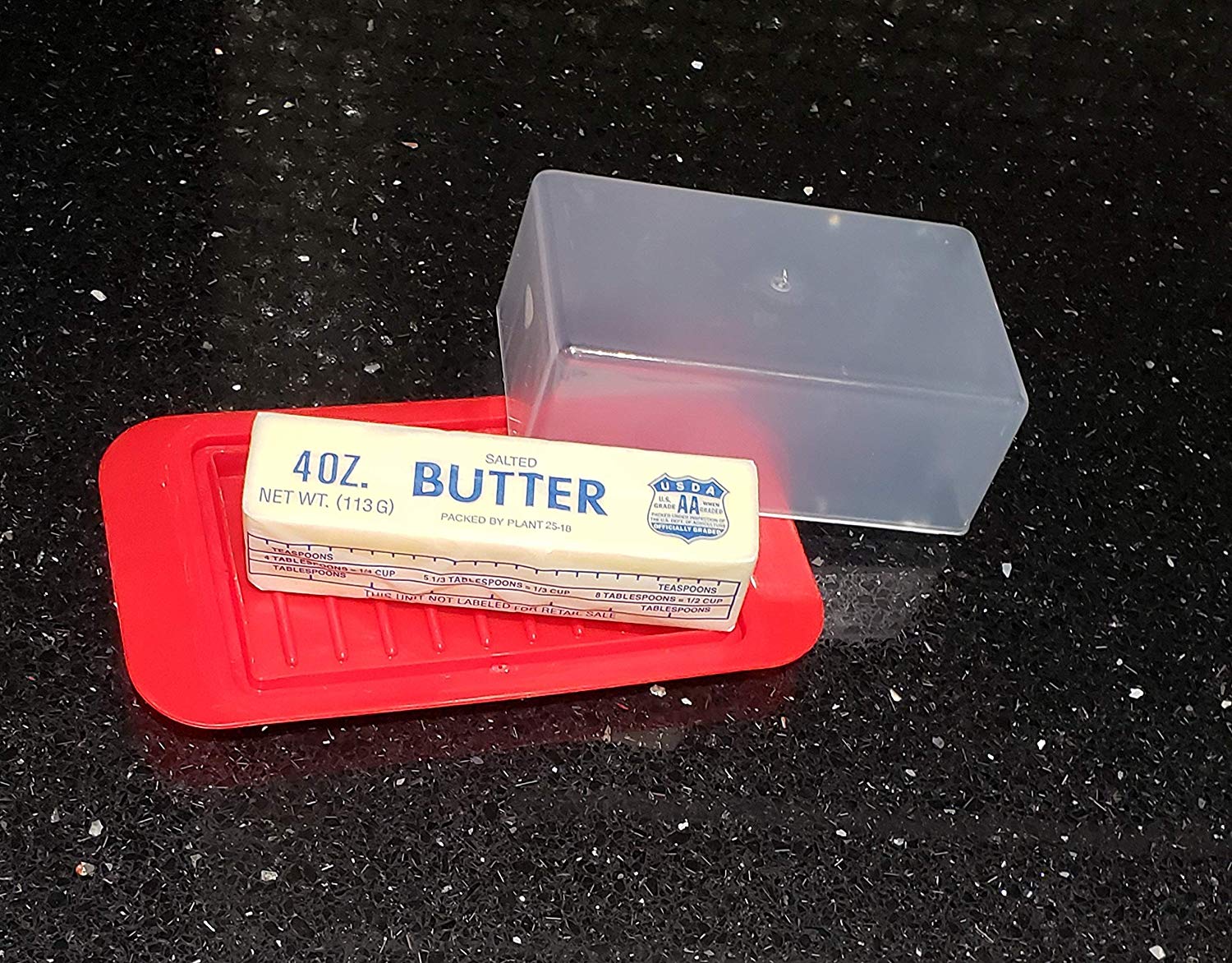 Dependable Industries Plastic Standard Butter Dish Red Base Smoked Clear Top