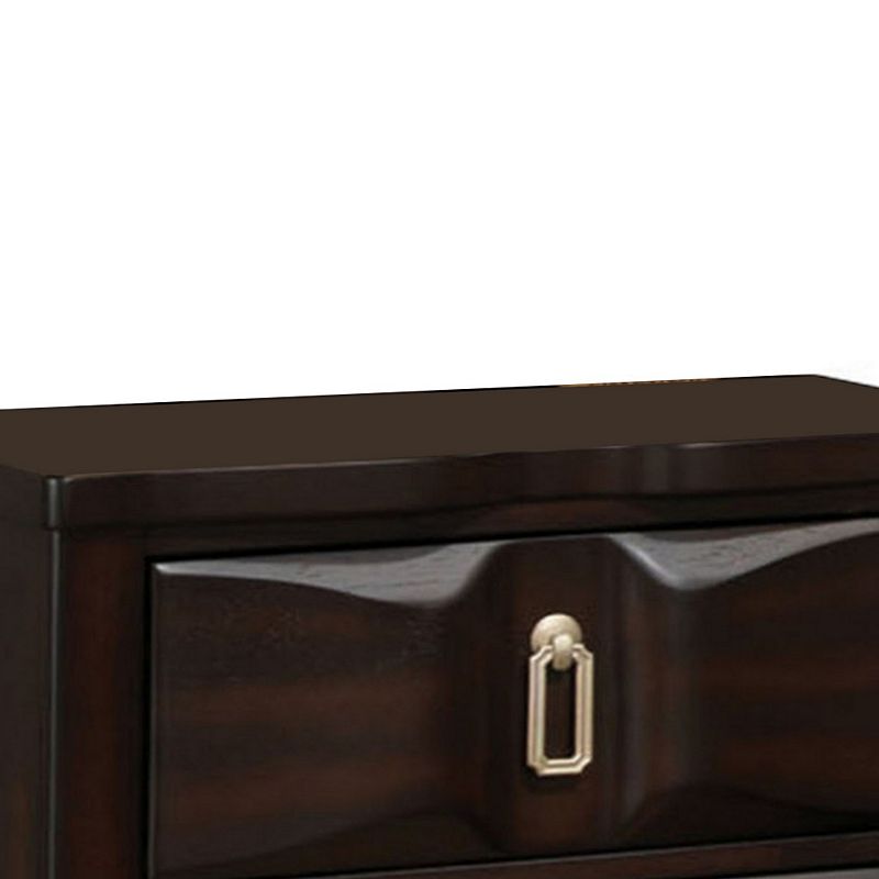 Transitional Style Wood Nightstand with 2 Drawers， Espresso Brown