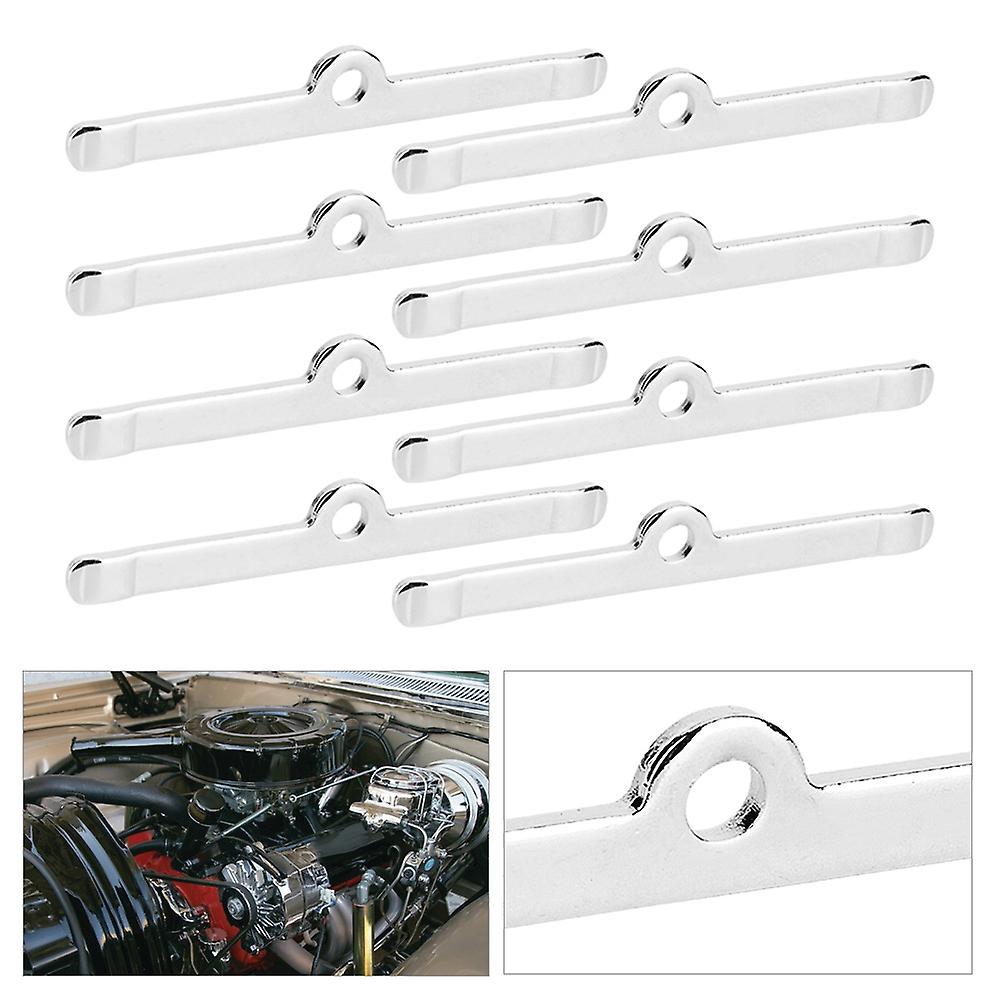 8pcs Chrome 4 3/4in Valve Cover Spreader Bars Fit For Chevy 283 305 327 350