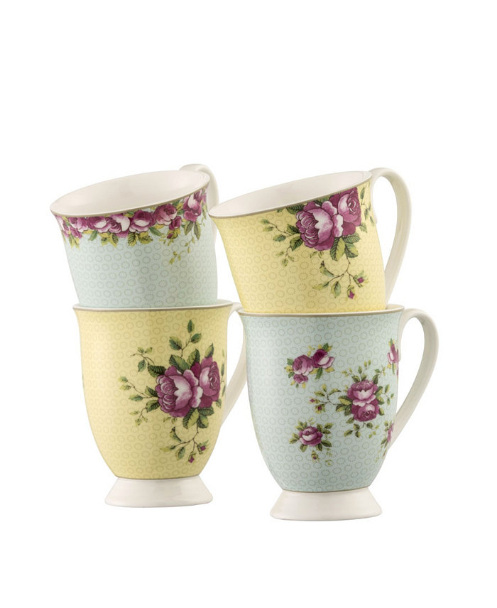 Aynsley China Archive Rose Mugs Set of 4