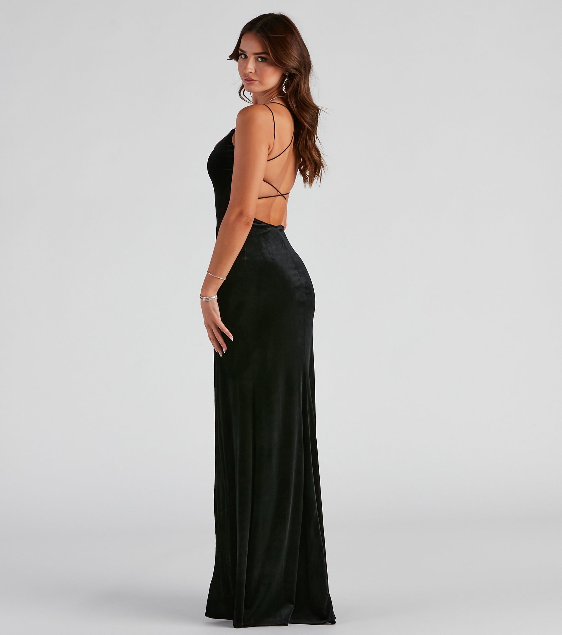 Vega Formal High Slit Velvet Dress