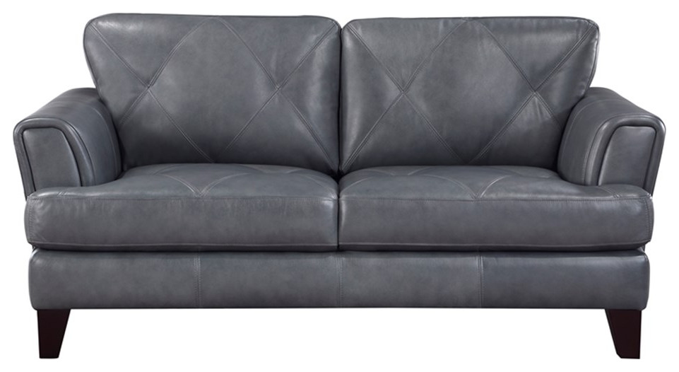 Lexicon Thierry 19 quotModern Plywood and Leather Loveseat in Gray   Contemporary   Loveseats   by Homesquare  Houzz