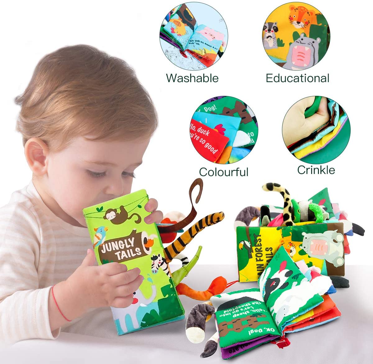 Babies Baby Books Toys， Touch and Feel Crinkle Cloth Books