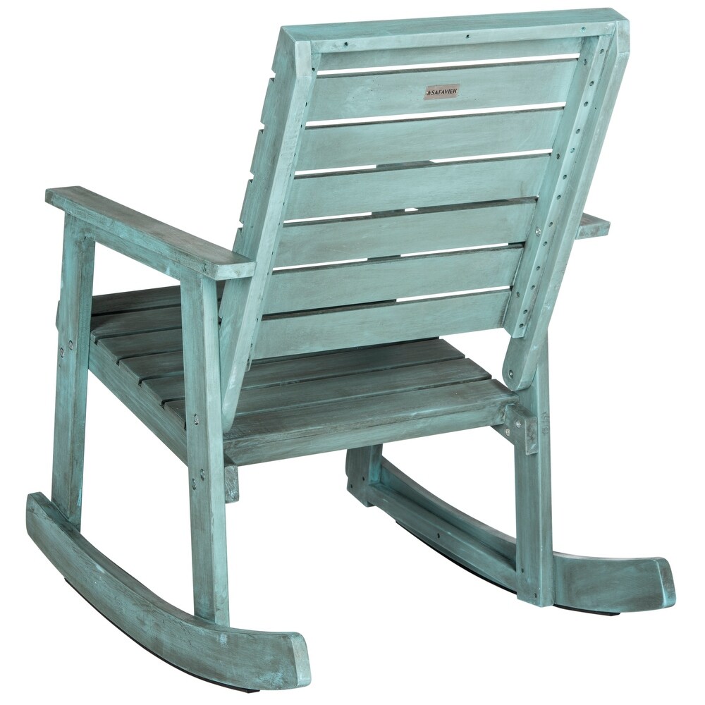 SAFAVIEH Outdoor Living Alexei Beach House Blue Rocking Chair   24.4\