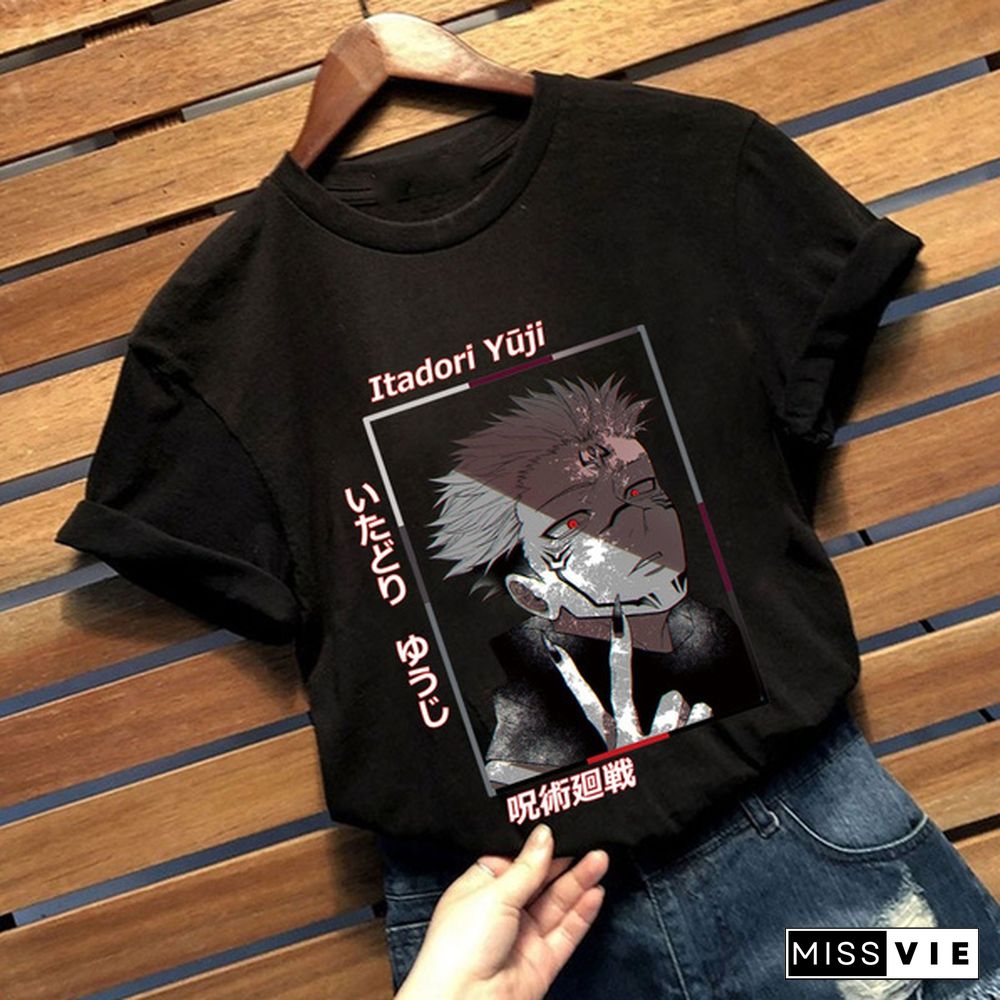 Itadori Yuji T-Shirt Halloween Round Neck Tees Cozy Cotton Tops Jujutsu Kaisen