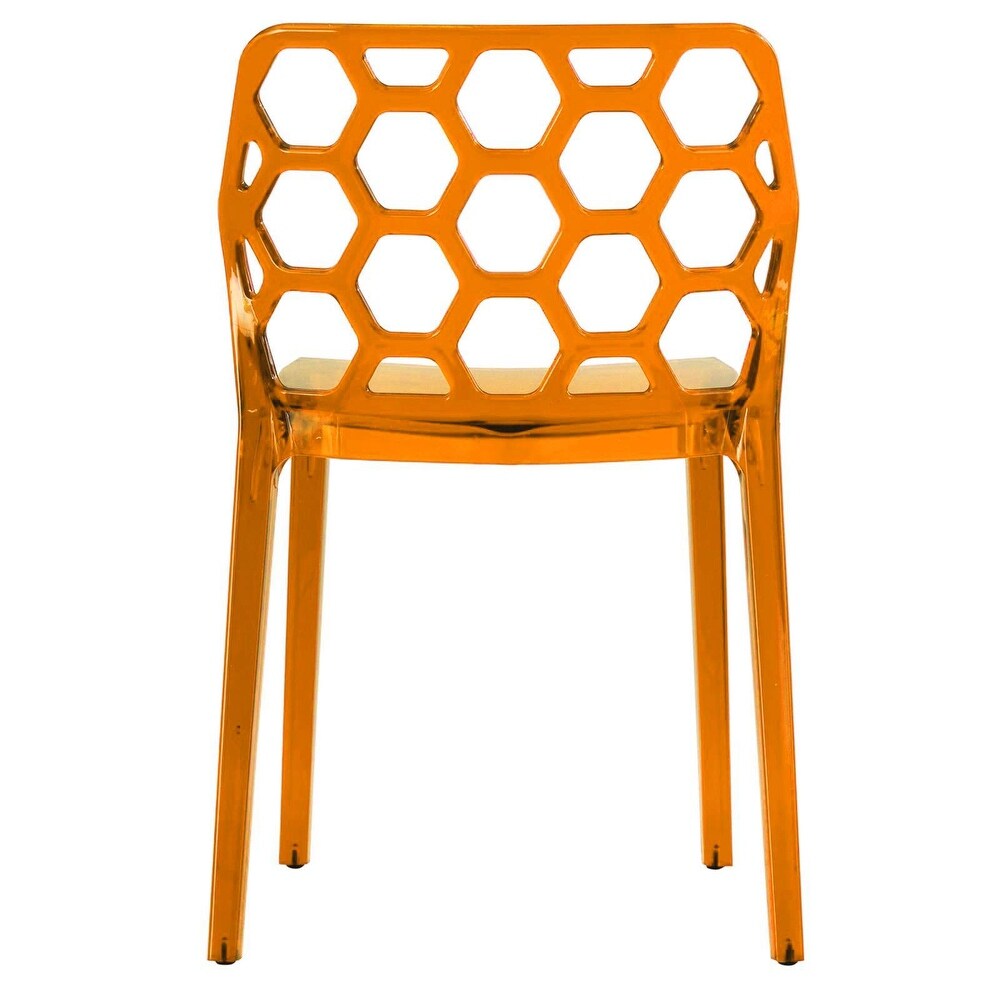 Dynamic Honeycomb Plastic Stackable Dining Side Chair Set of 2 by LeisureMod