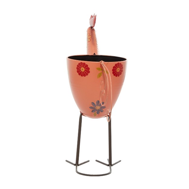 Wide Planter Outdoor Metal Rooster With Stand Pink Olivia amp May