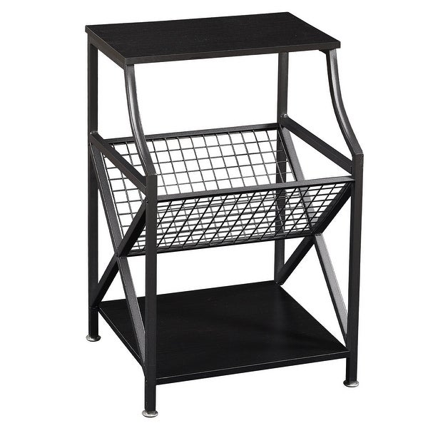 Modern 3-tier Open Storage Shelf Side Table Magazine Holder