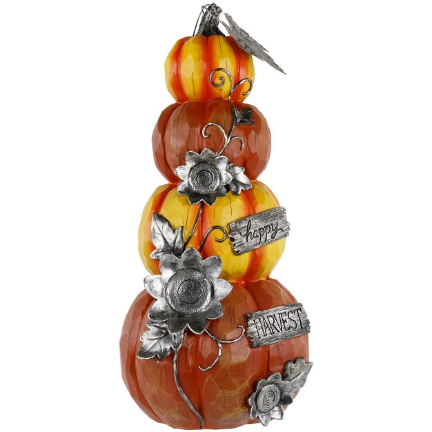 Northlight 18 25 Stacked Pumpkins x27 happy Harvest x27 Fall Outdoor Decoration