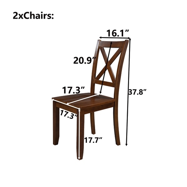 Set of 2 Modern X-Back Side Chair， Wood Breakfast Nook Dining Chairs with Solid Rubber Wood Legs for Small Places