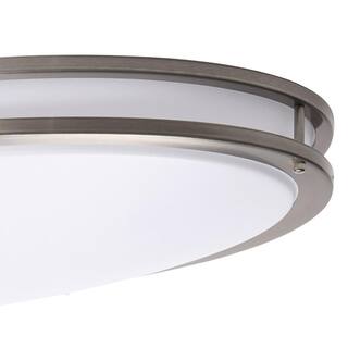 Hampton Bay Hampton Bay 32 in. Transitional Brushed Nickel Integrated Dimmable LED Flush Mount with Frosted Plastic Lens for Kitchen DC032LEDC