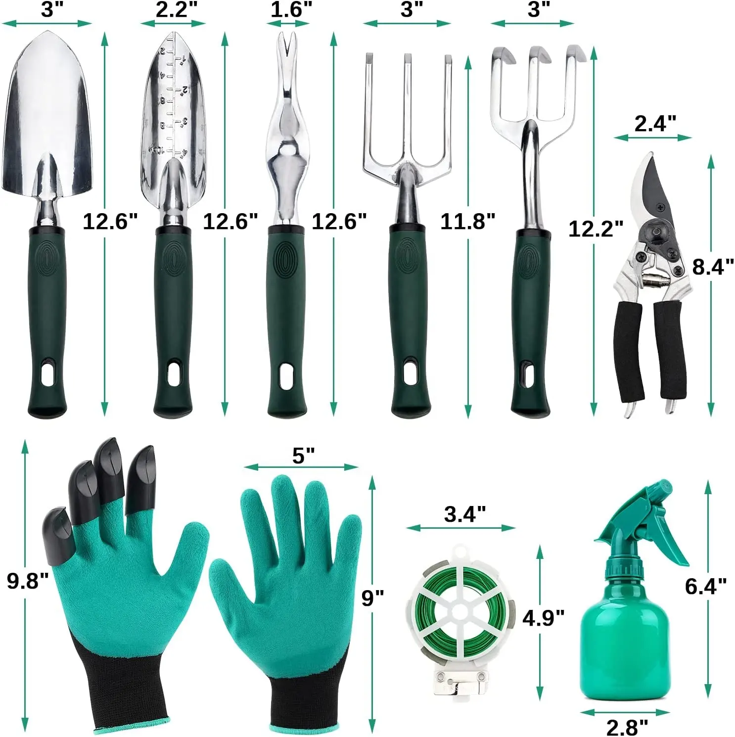 Gardening Tools Set and Organizer Tote Bag with 10 Piece Garden Tools  Garden Gift Set Vegetable Gardening Hand Tools Kit Bag