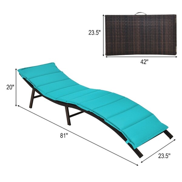 2Pcs Folding Patio Lounger Chair-Turquoise - 81