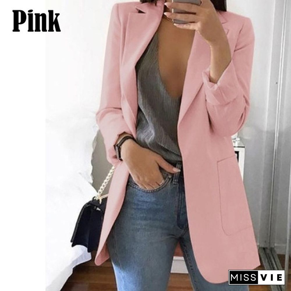 Trendy Women's Cardigan Jacket Coat Autumn Spring Fashion Long Sleeve Open Front Solid Color Casual Oversized Long Jacket