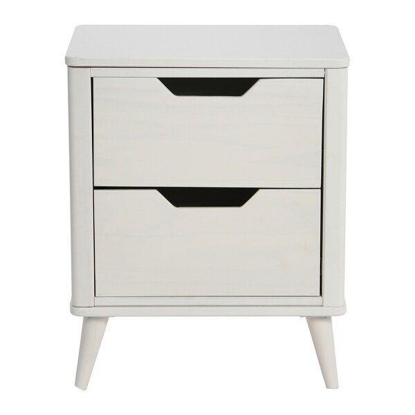 Solid Wood Nightstand with 2 Storage Drawers - - 37176442