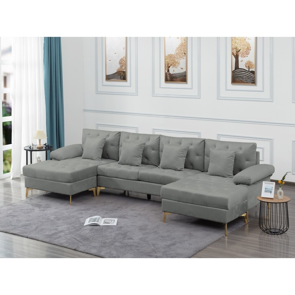 Modern U Shaped Sectional Sofa with Removable Cushion and Ottoman