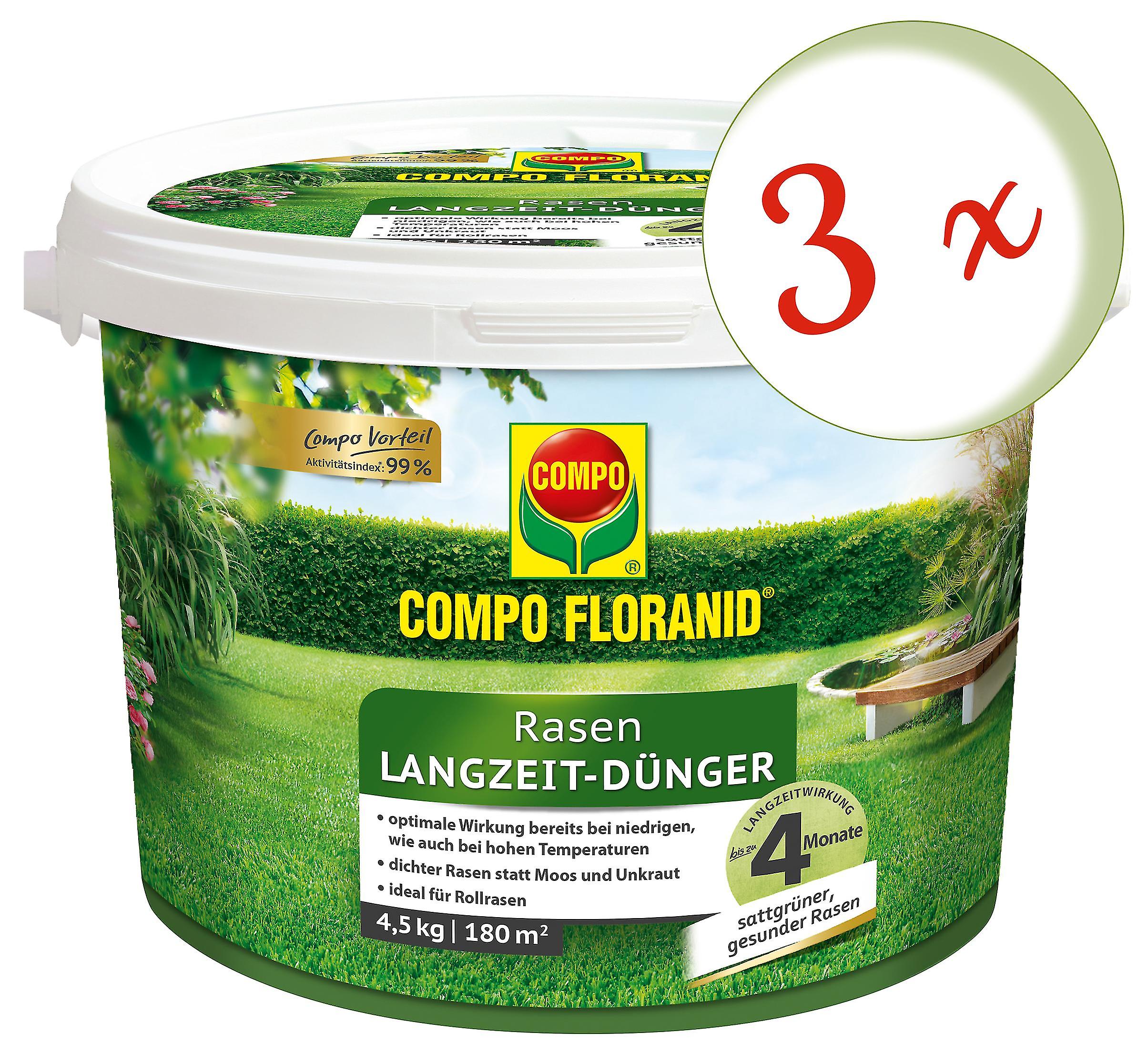 3 x COMPO Floranid?? Rasen-Langzeitd??nger， 4，5 kg