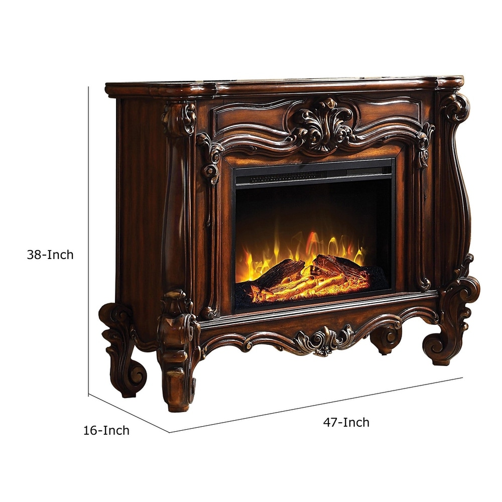 Kai 47 Inch Classic Electric Fireplace  Fire Safety  Remote  Timer  Brown