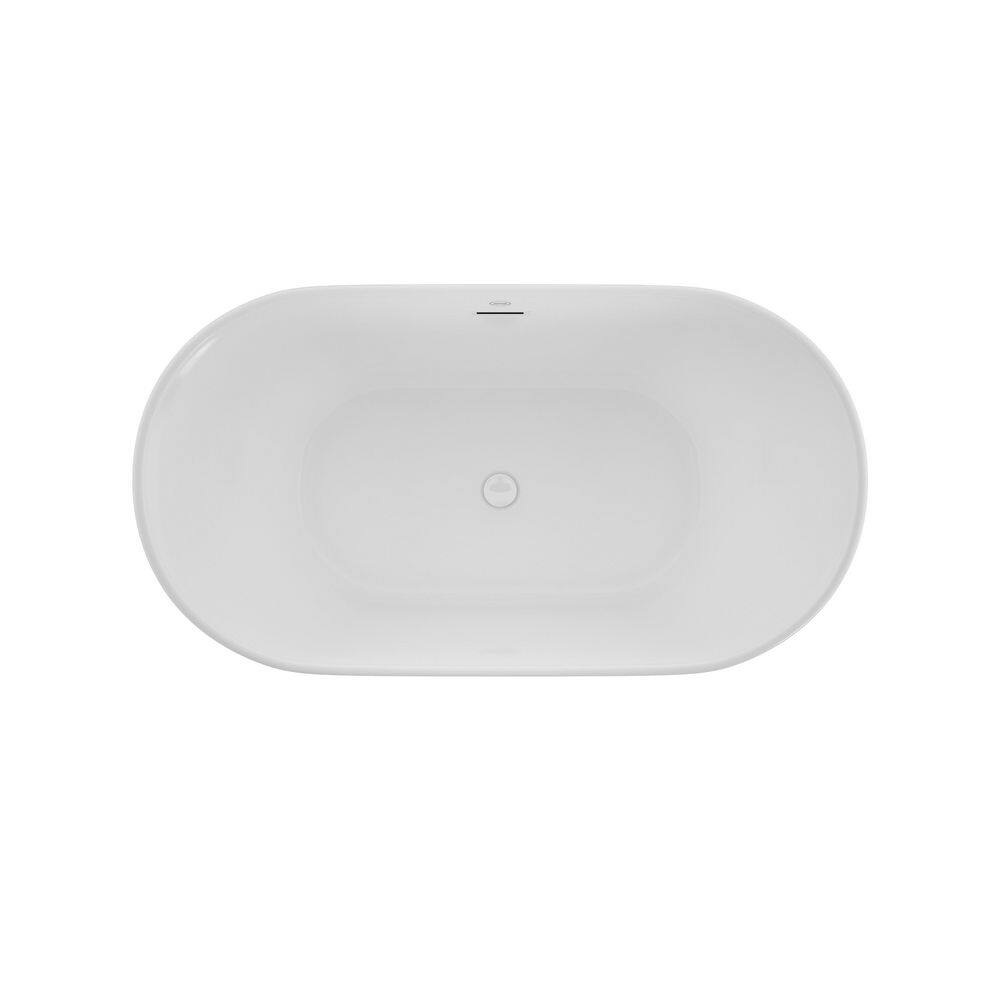 JACUZZI Lyndsay 59 in. Acrylic Freestanding Flatbottom Soaking Bathtub in White with White Drain Included LDF5931BCXXXXG