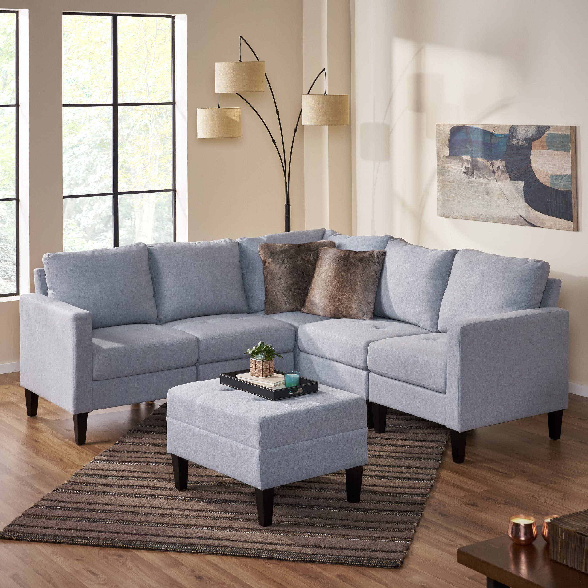 Bridger Fabric Sectional Couch with Ottoman