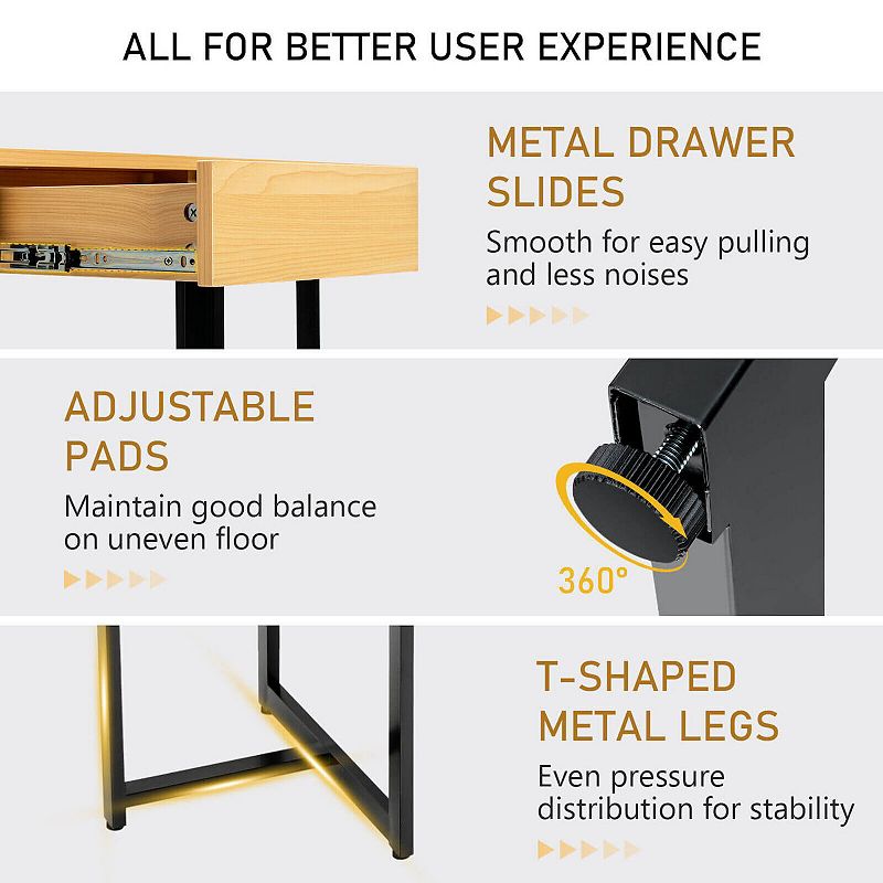 48 Computer Desk with Metal Frame and Adjustable Pads