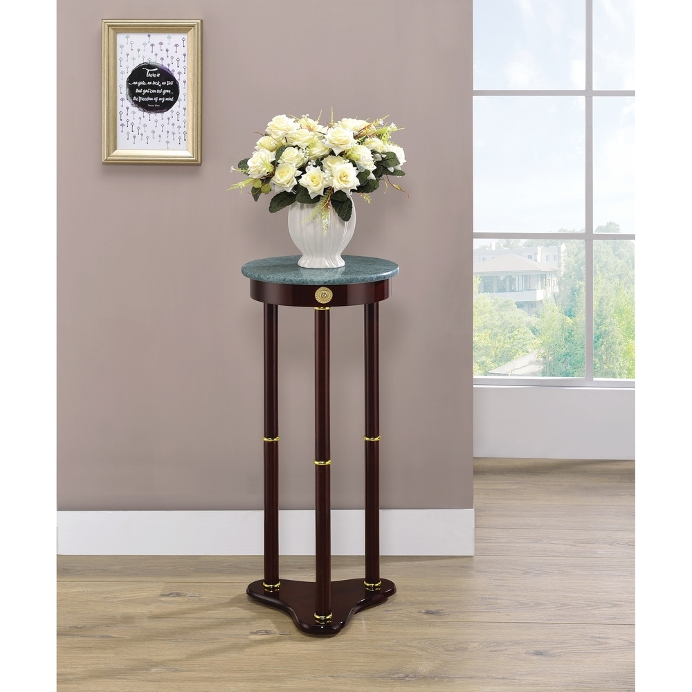 Coaster Furniture Edie Merlot Round Marble Top Accent Table