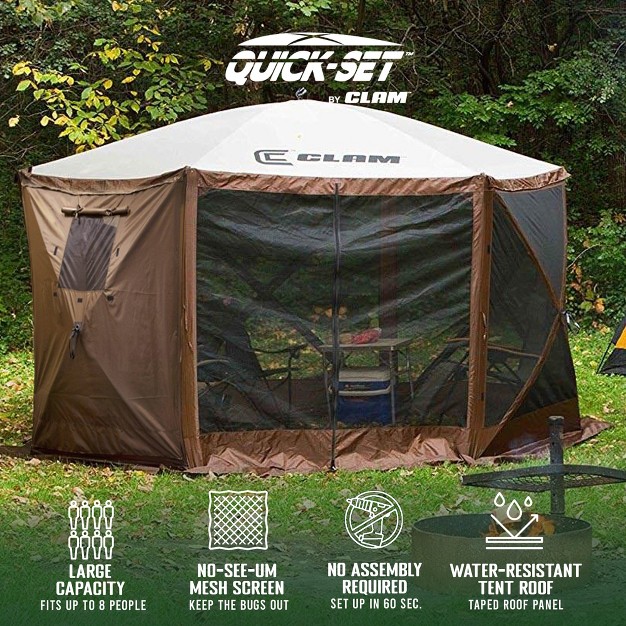 Clam Quick set Escape 11 5 X 11 5 Ft Portable Pop Up Camping Outdoor Gazebo Screen Tent Canopy Shelter amp Carry Bag With 6 Wind amp Sun Panels Accessory