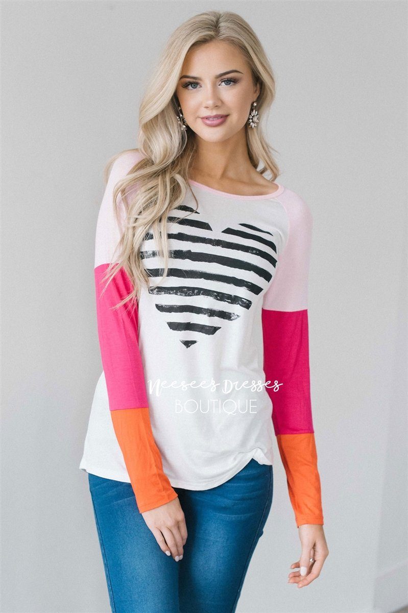 Striped Heart Top